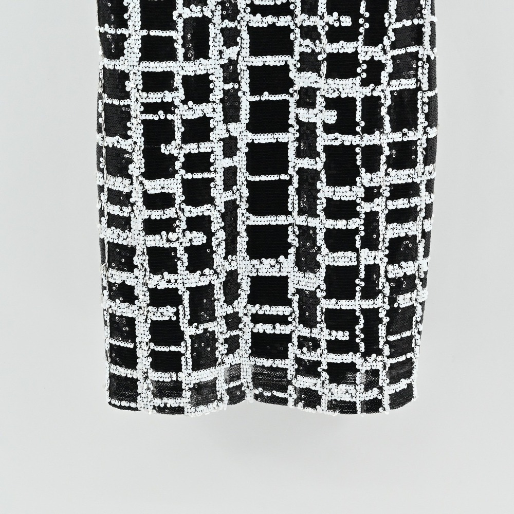 Aidan Mattox‎ Sequin Mini Dress Womens Size 2 Black White Sheath Sleeveless Mesh - Picture 12 of 15
